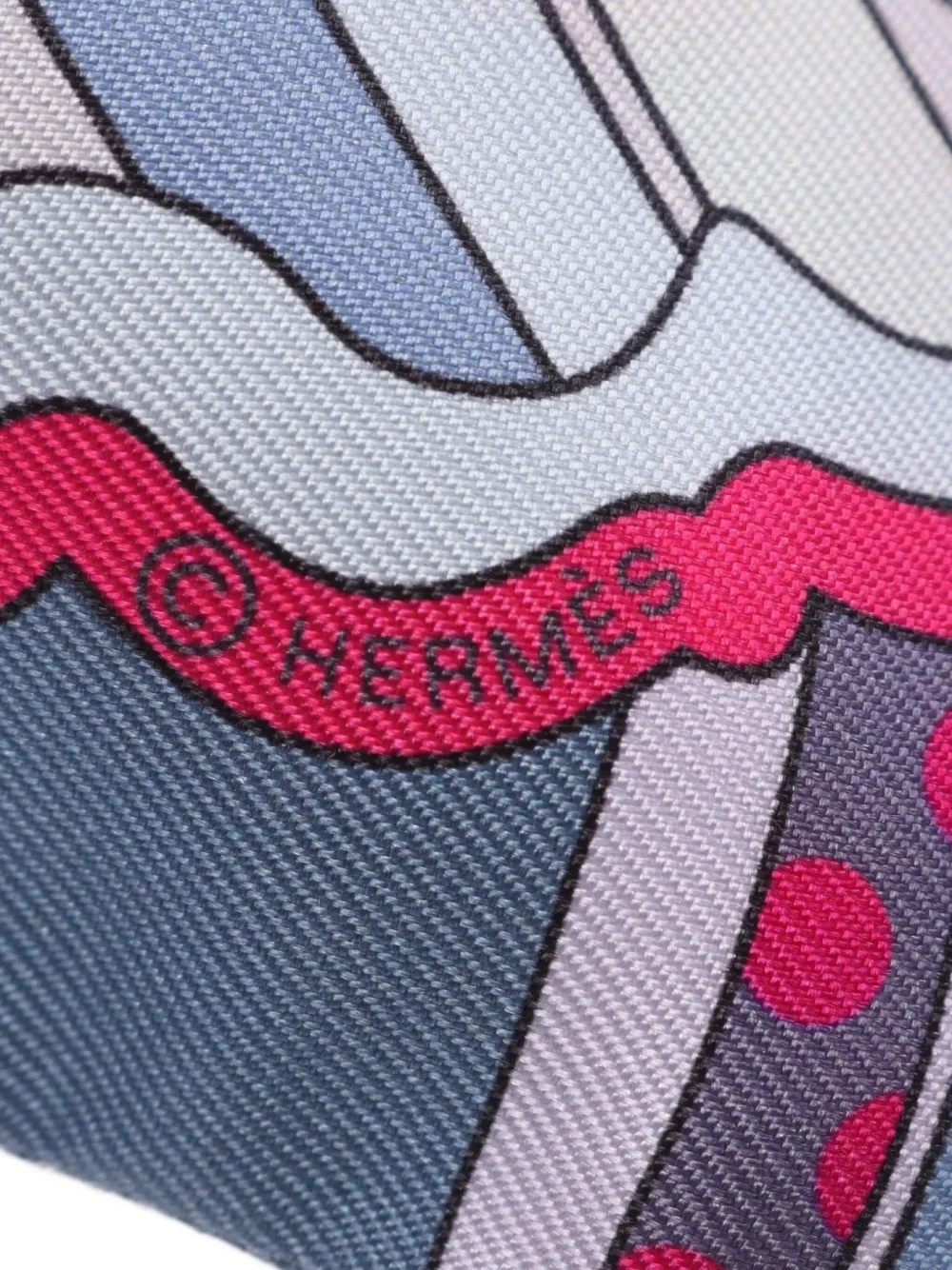 Pre-owned Hermes 2010s Twilly Faubourg Rainbow Scarf In Blue