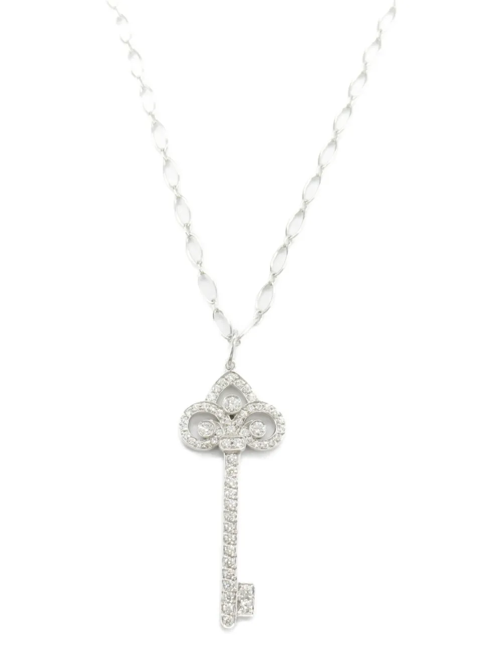 Tiffany & Co. Pre-Owned 2010s platinum Fleur De Lis diamond key pendant necklace | White | Image 1