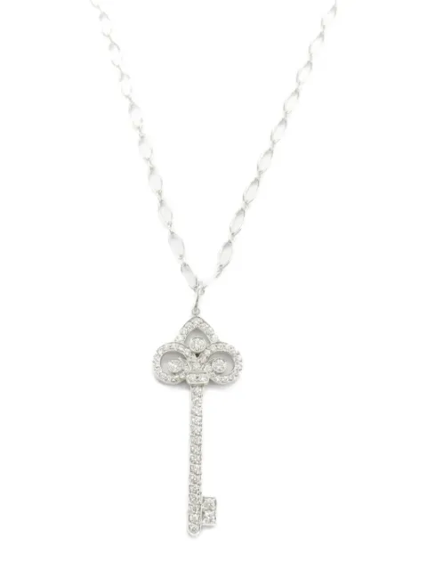 Tiffany & Co. Pre-Owned 2010s platinum Fleur De Lis diamond key pendant necklace