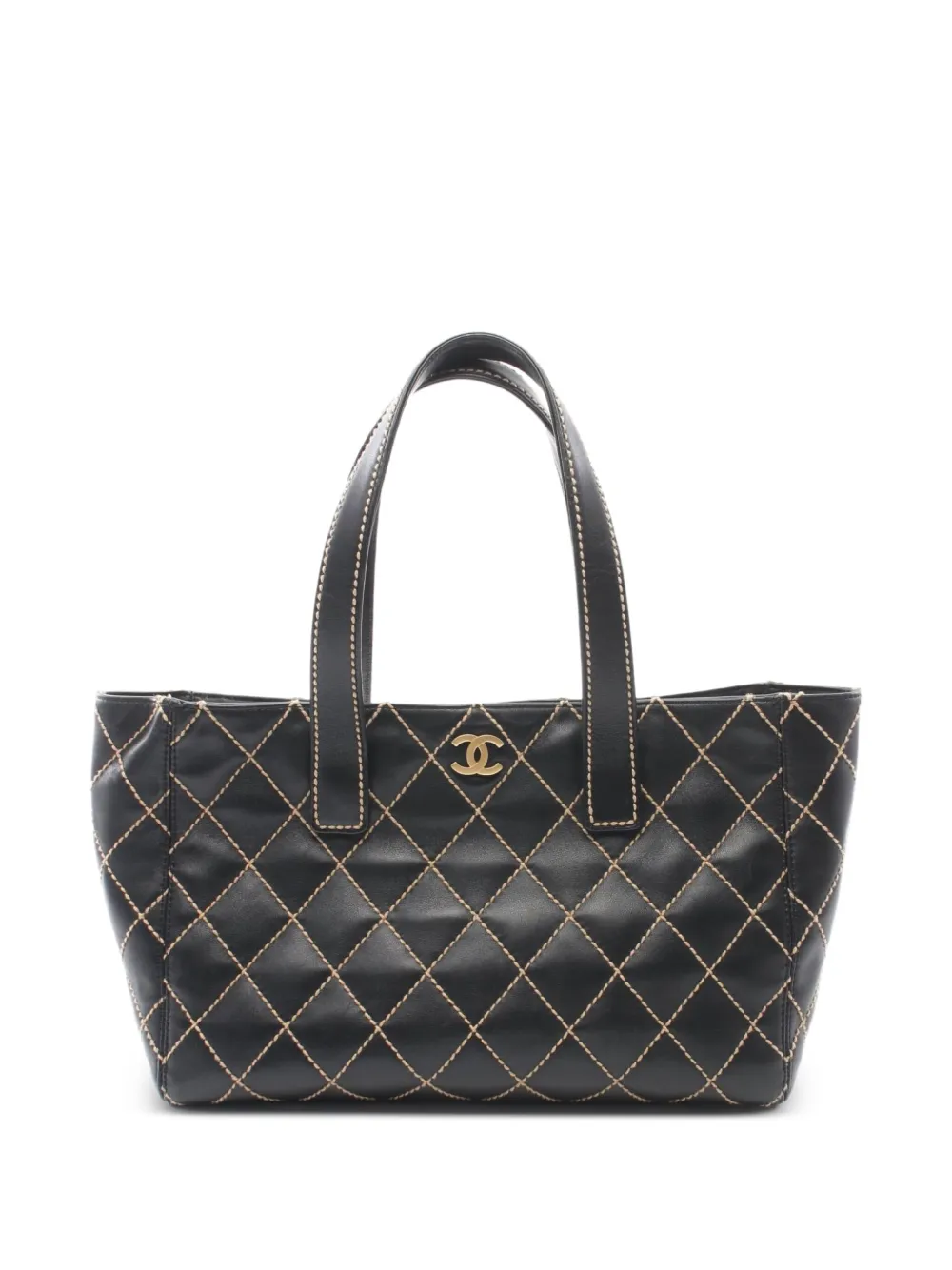 CHANEL Pre-Owned 2003-2004 ワイルドステッチ ショルダーバッグ - ブラック CHANEL Pre-Owned 2003-2004 ワイルドステッチ ショルダーバッグ - ブラック