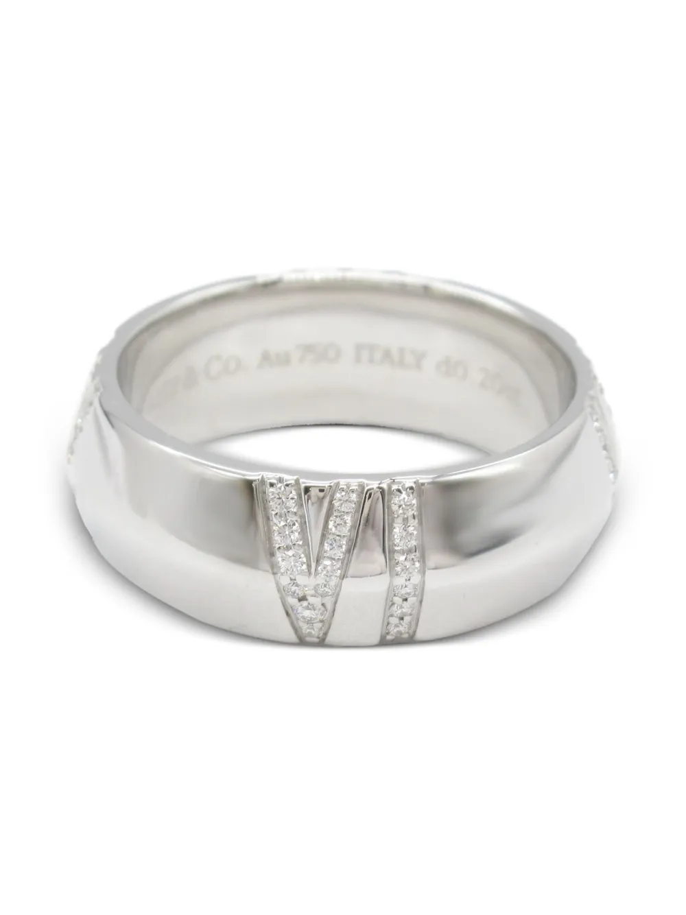 Tiffany & Co. Pre-Owned 2010s x Atlas 18K Closed Wide diamond ring | Silver | Image 1