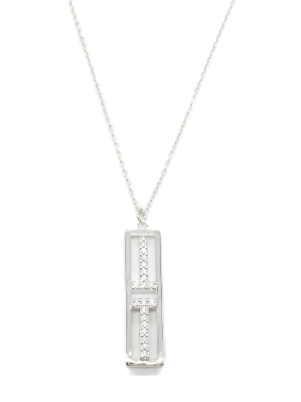 Tiffany & Co. Pre-Owned 2010s 18kt white gold T Two Open Vertical diamond necklace | Silver | Image 1