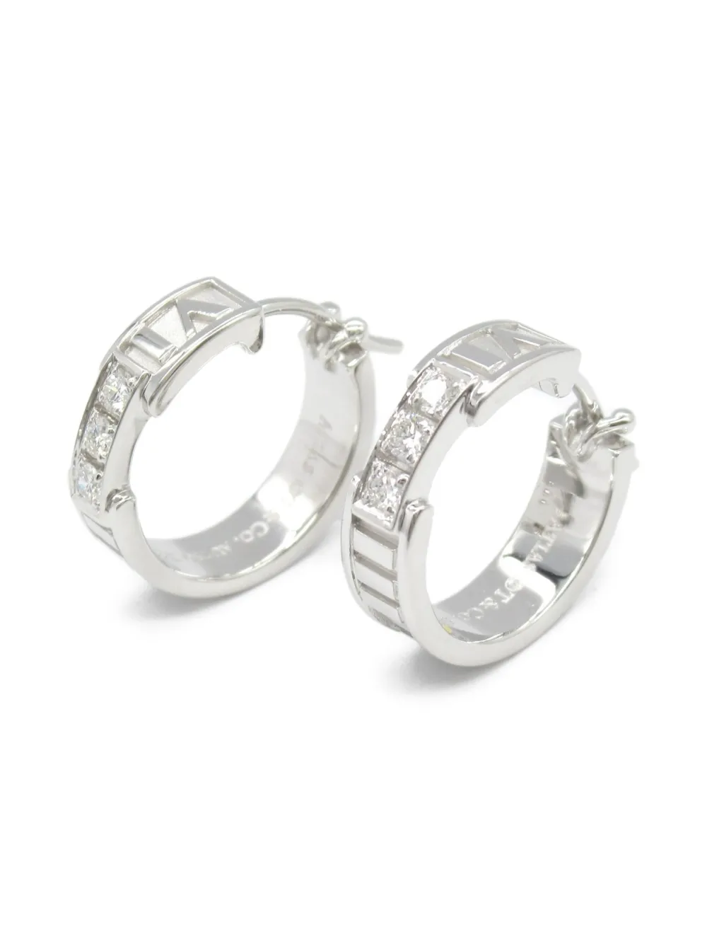 Tiffany & Co. Pre-Owned 2010s 18kt white gold Set Atlas diamond earrings | Pre-Owned | Image 2