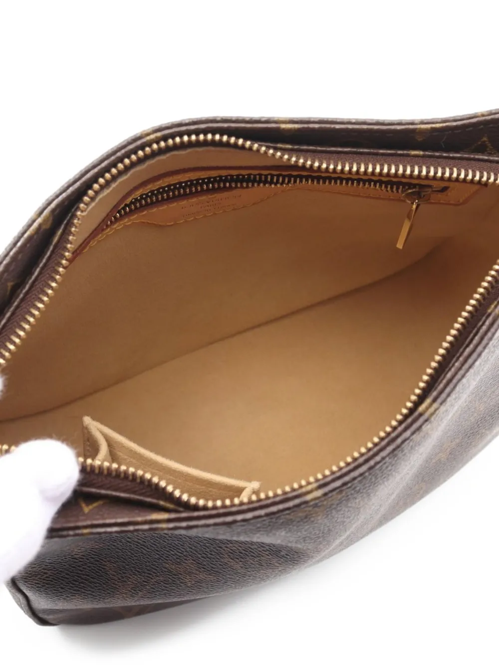 Pre-owned Louis Vuitton 2003 Monogram Looping Mm Shoulder Bag In Brown