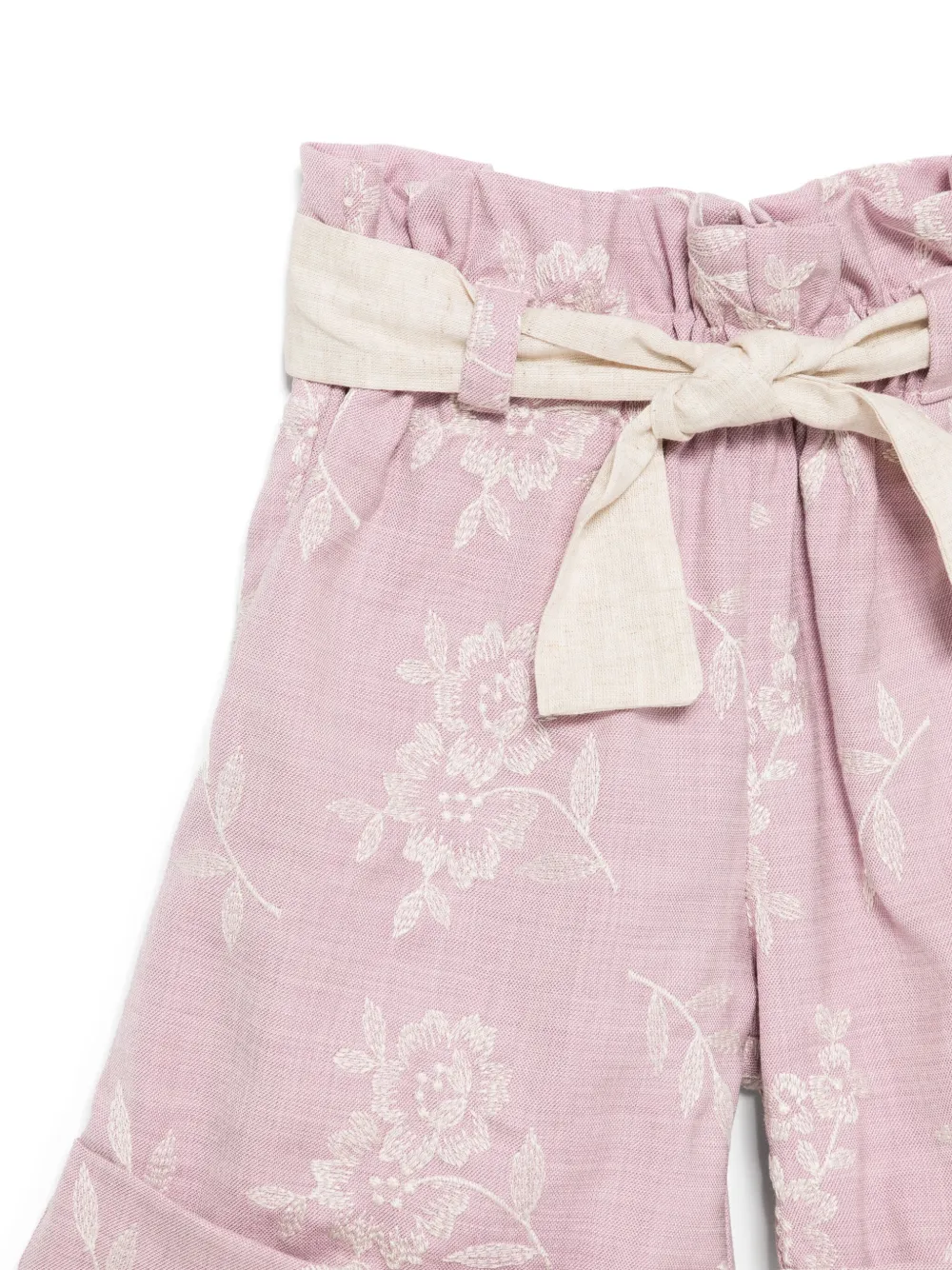 La Stupenderia Top en shorts met geborduurde bloemen Roze