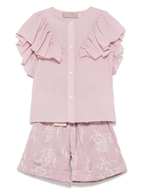 La Stupenderia floral-embroidered shorts set