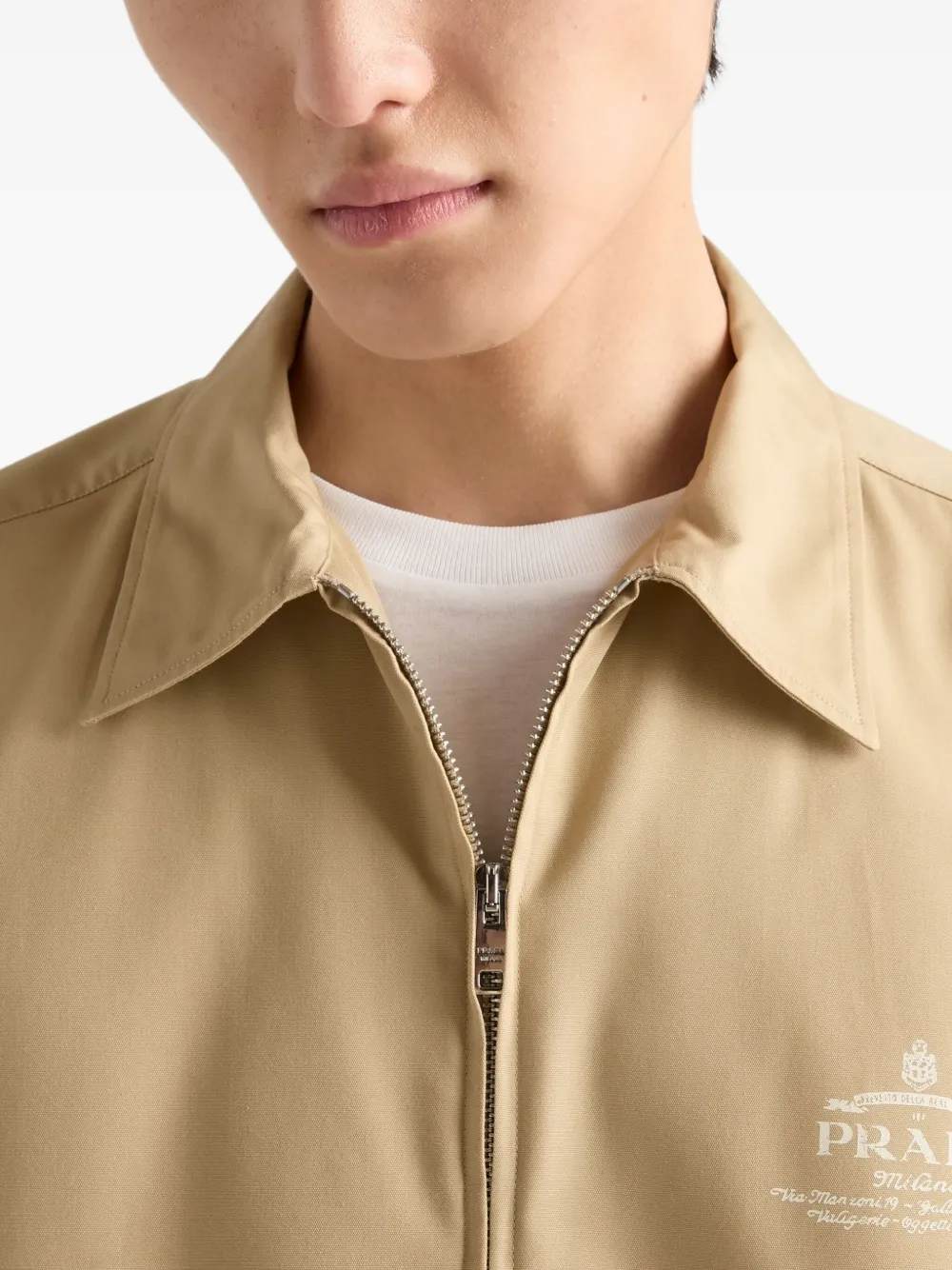Prada Overhemd met logoprint Beige