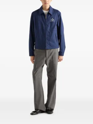 Prada Logo zip-up Jacket | Blue | FARFETCH UK