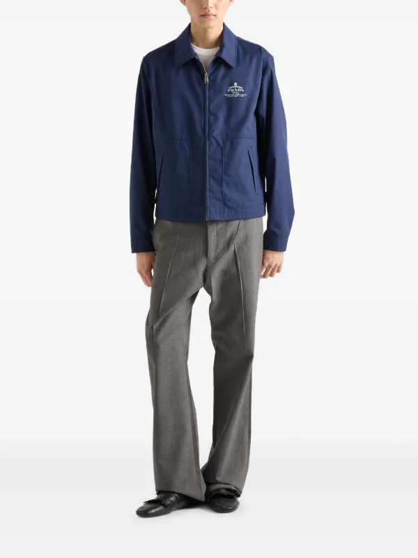 Prada Logo zip-up Jacket | Blue | FARFETCH UK