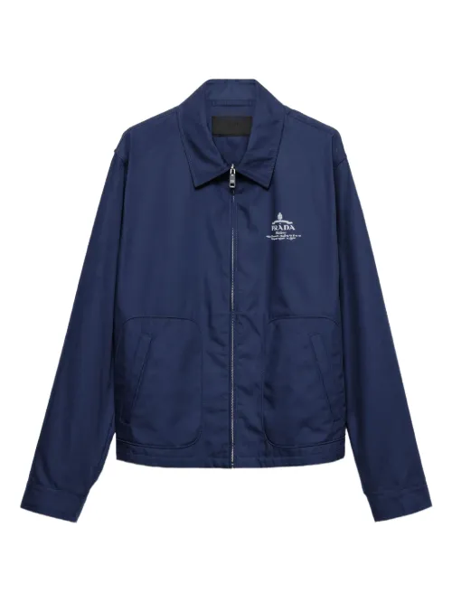 Veste zippé à logo imprimé - Prada - Modalova