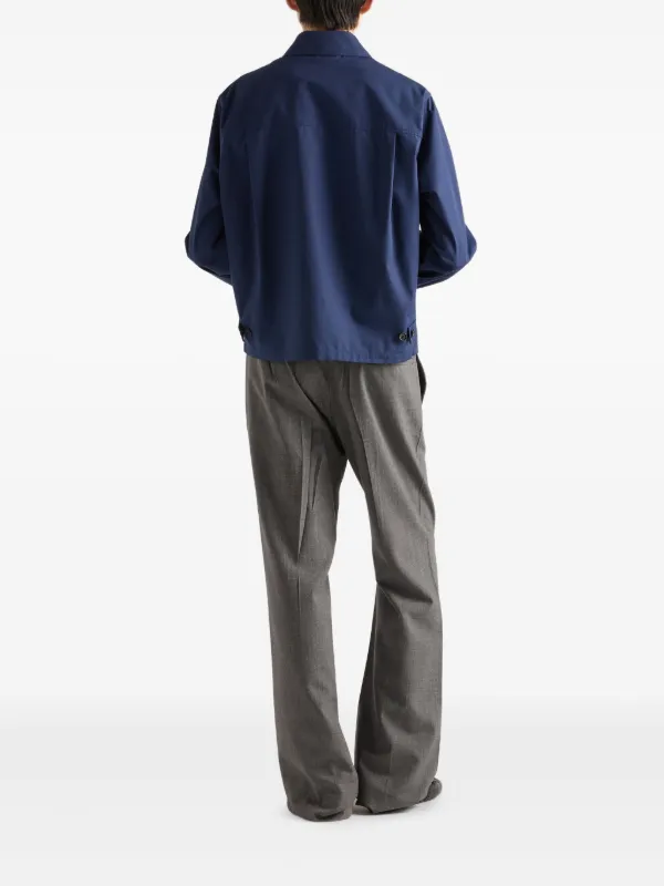 Prada Logo zip-up Jacket | Blue | FARFETCH AU