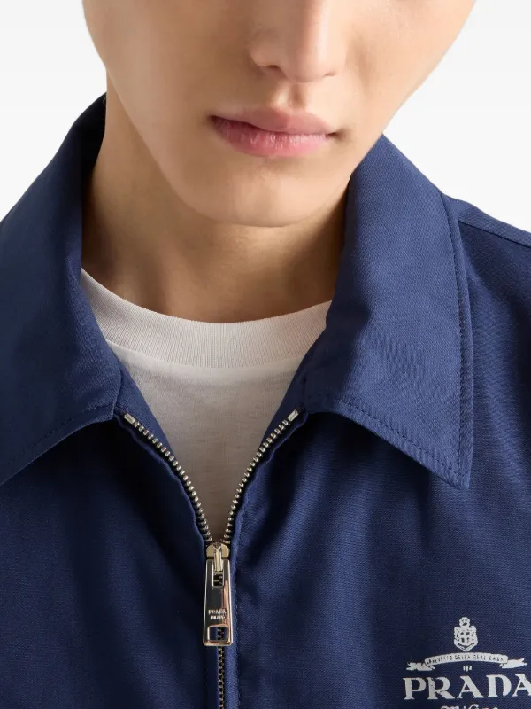Prada Logo zip-up Jacket | Blue | FARFETCH UK