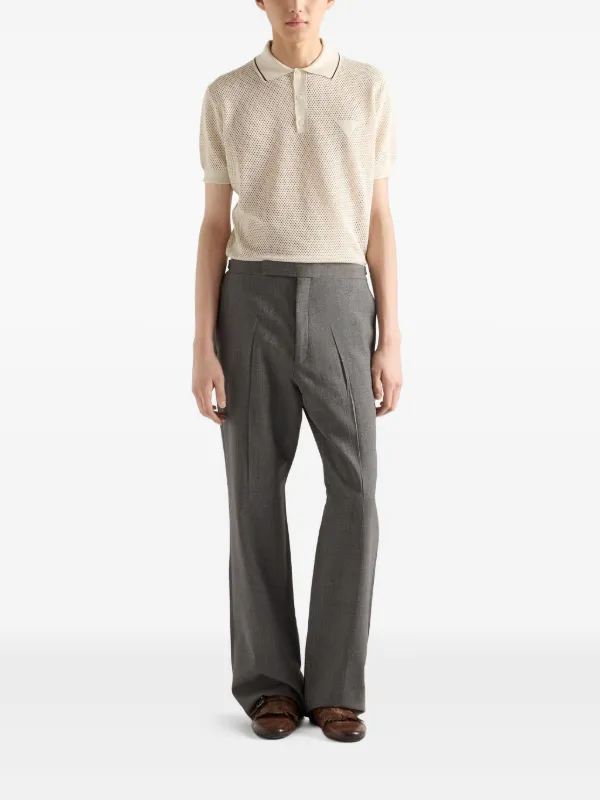 Prada Silk And Cotton Polo Shirt | Neutrals | FARFETCH