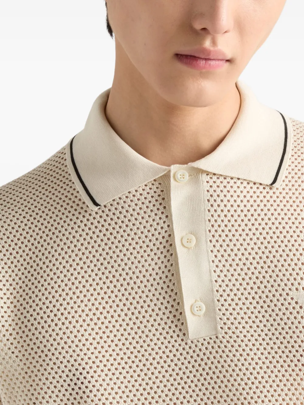 Prada Opengebreid poloshirt Beige