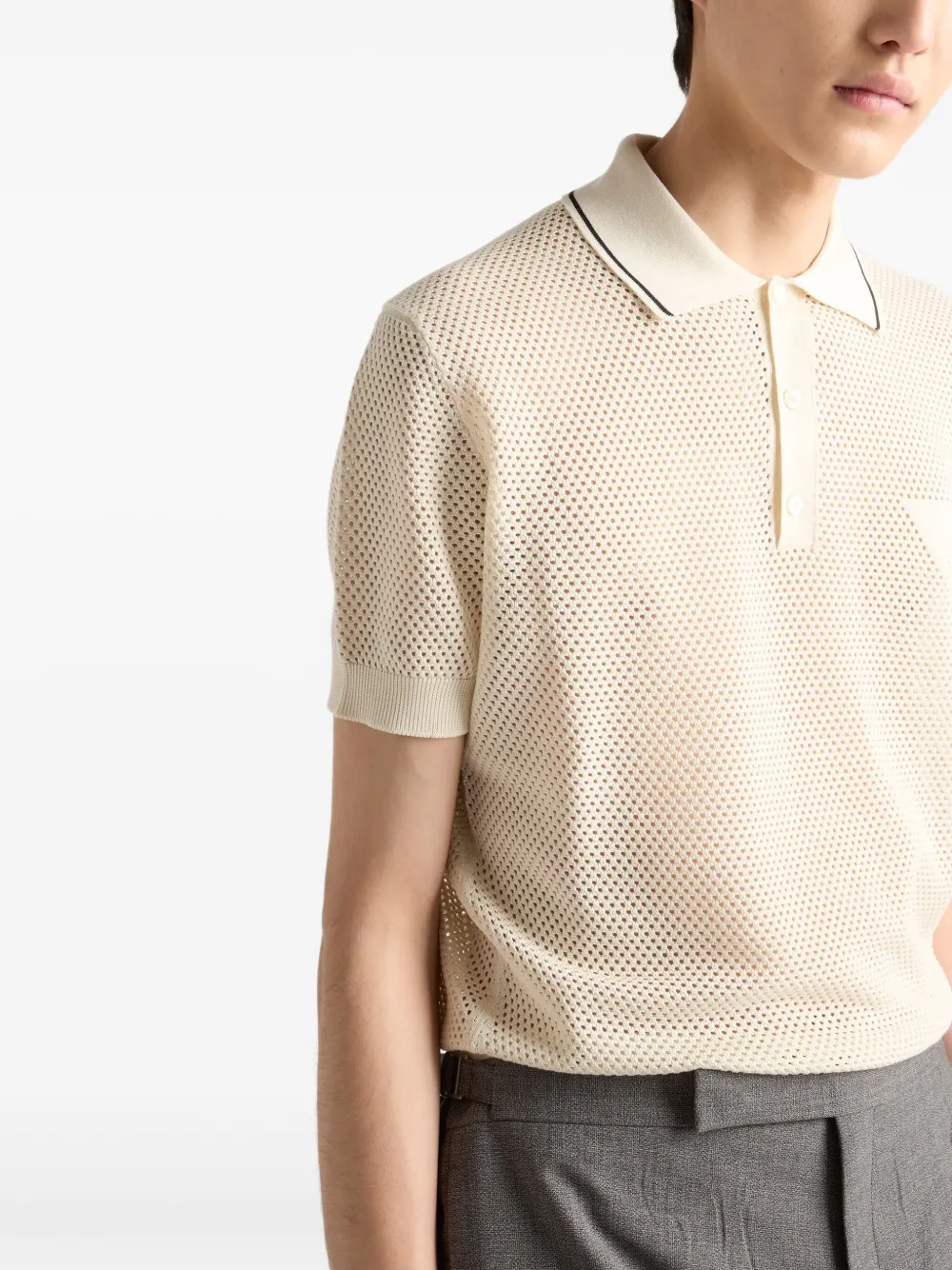 Prada Opengebreid poloshirt Beige
