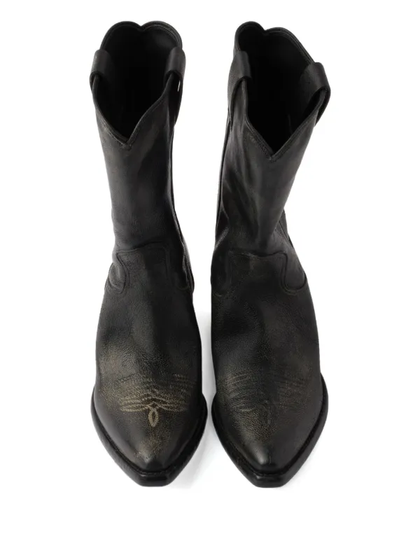 Prada 25mm Grained Leather Cowboy Boots | Black | FARFETCH PL