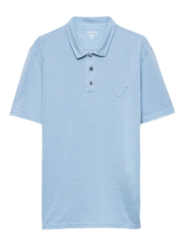 t*a様 prada polo shirts Prada logo-embroidered Wool Polo Shirt | Blue | FARFETCH RO