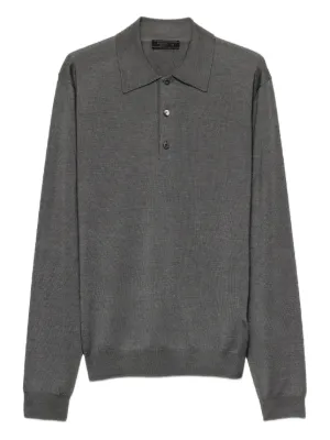 Prada long-sleeve Wool Polo Shirt | Blue | FARFETCH