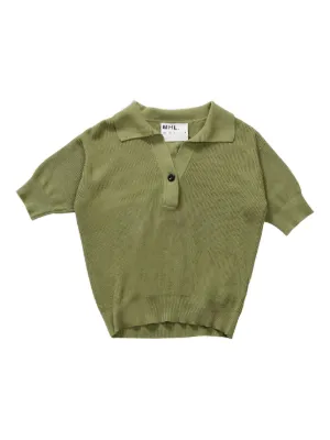 トップス MARGARET HOWELL RAMIE COTTON POLO Tobacco and black merino wool Heavy Trim Polo | Margaret Howell