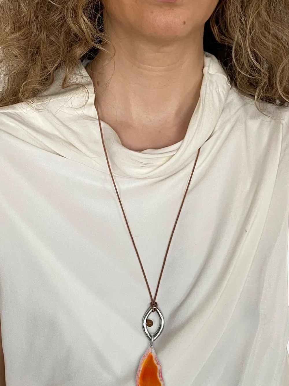 Capsule Eleven X Pantone Agate Necklace In Silver