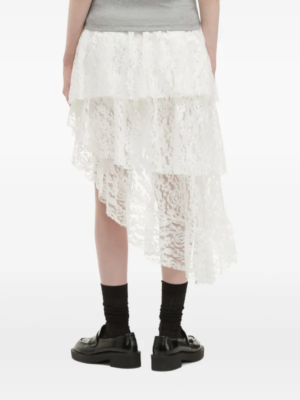 ◆VINAJ◆ Lace Uneven Skirt Cover Up White Villi White Asymmetrical Lace Skirt – FINESSE