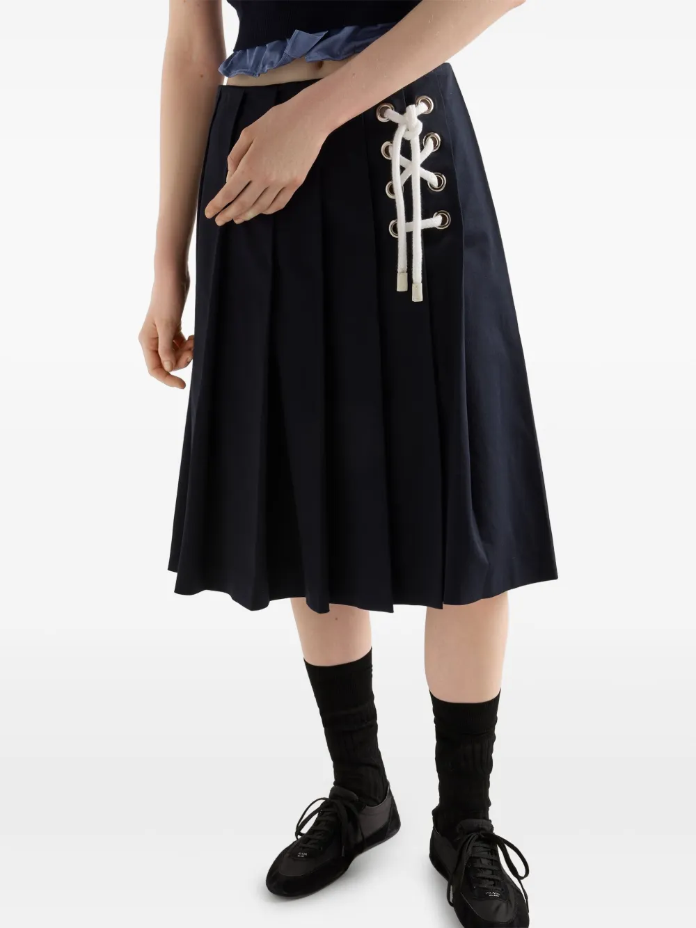 Prada Midi-plooirok Blauw