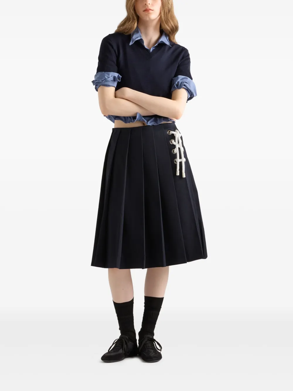 Prada Midi-plooirok - Blauw
