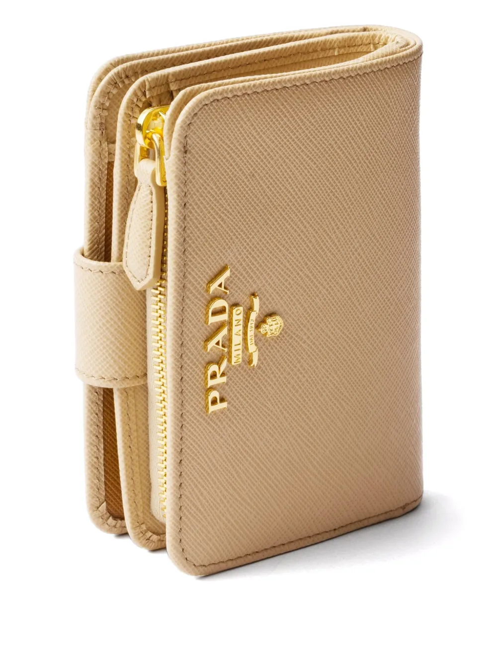Prada Textured Zip-around Wallet In Neutrals