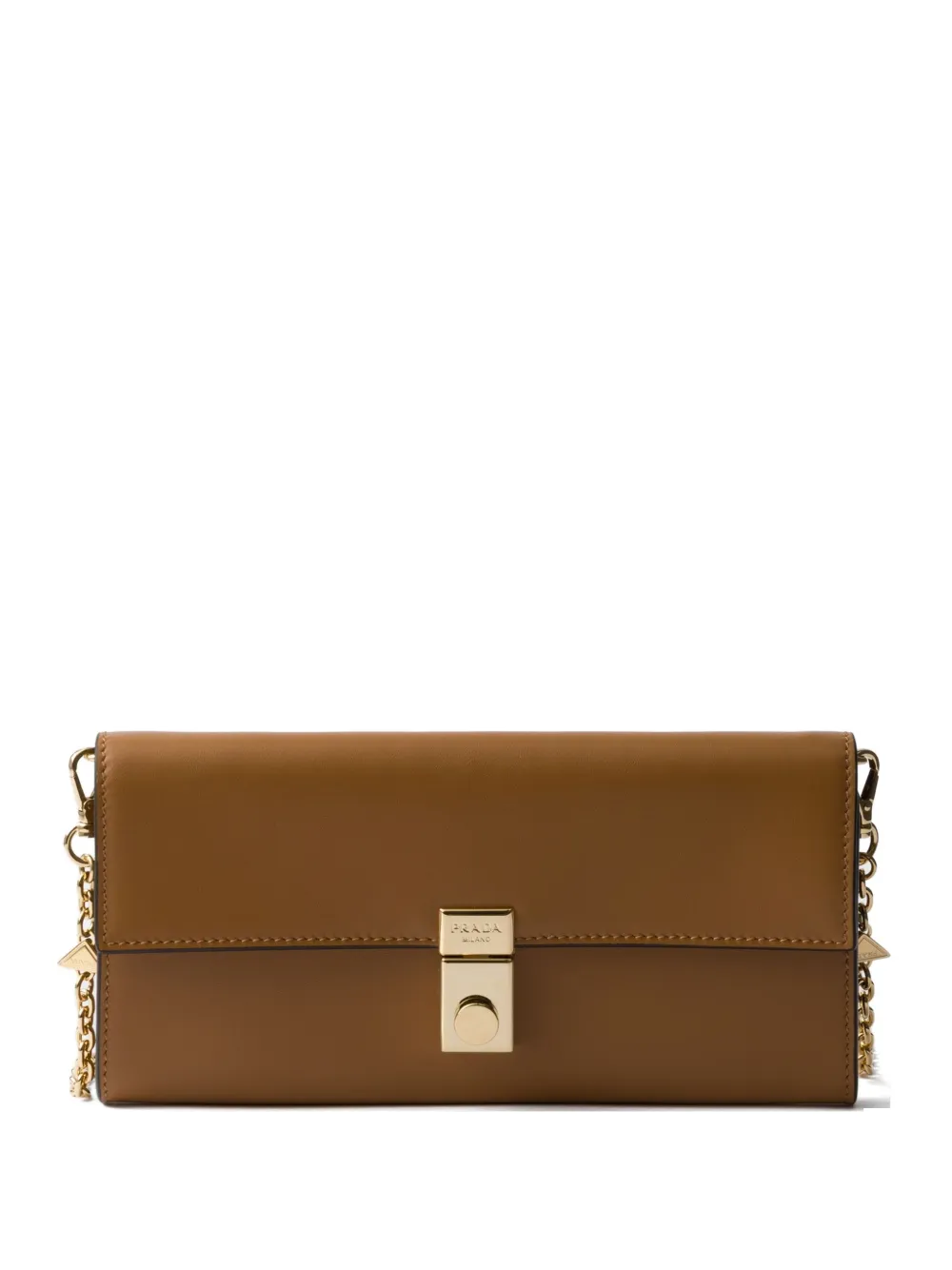 Prada Leather Wallet-on-chain In Brown