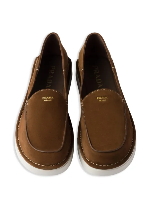 Prada slip-on Leather Loafers | Brown | FARFETCH