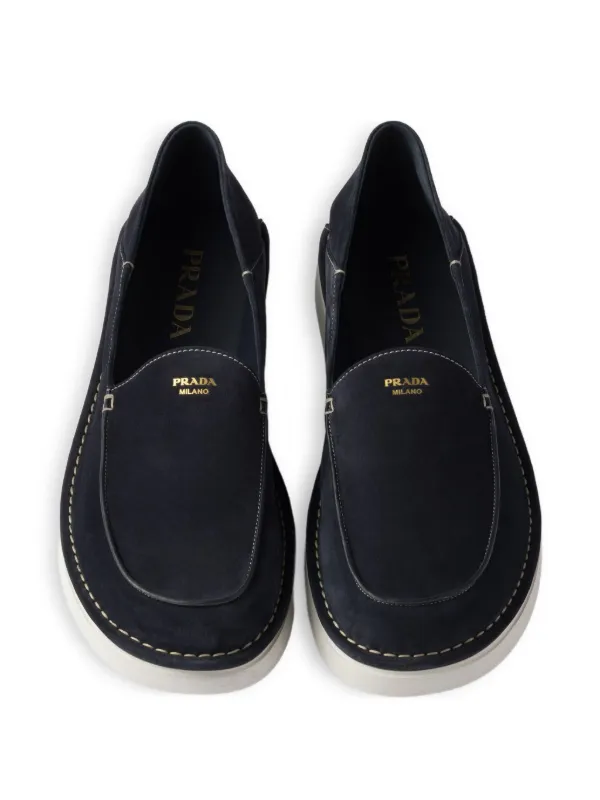 Prada slip-on Suede Loafers | Blue | FARFETCH