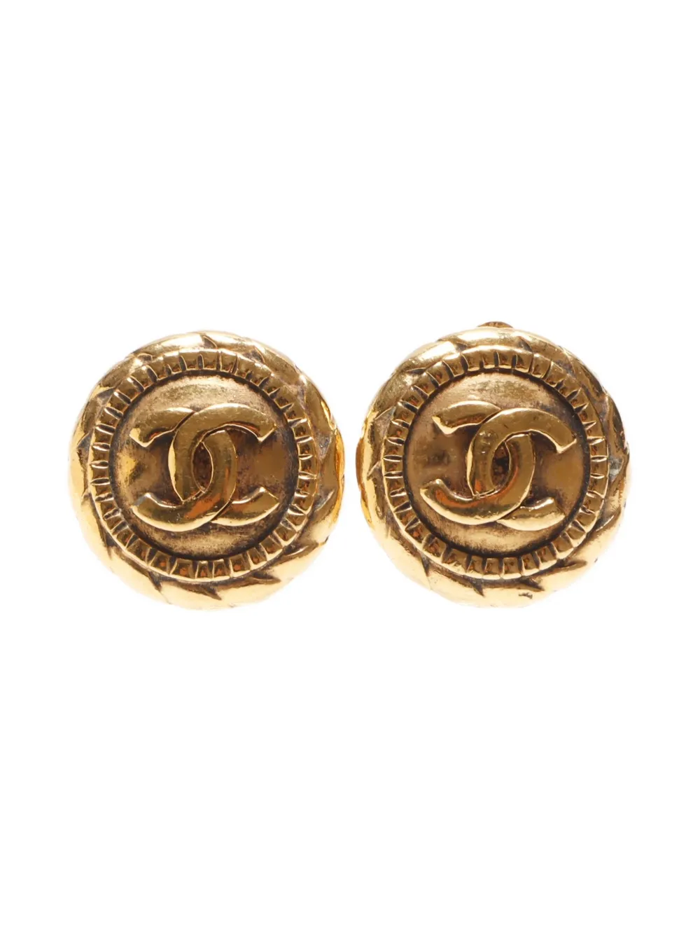 CHANEL Pre-Owned 1986-1994 CC-embossed earrings | Gold | Image 1