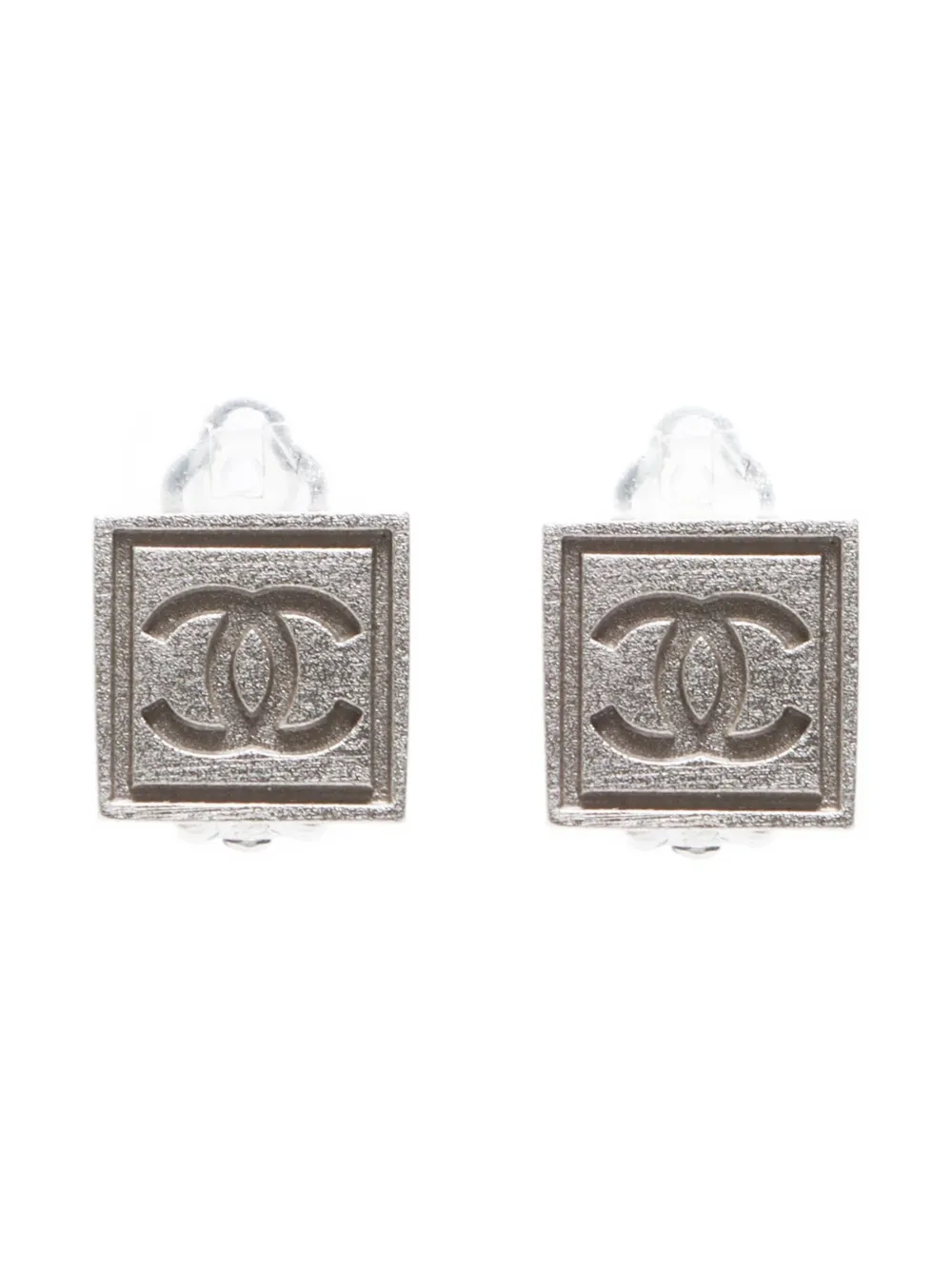 CHANEL Pre-Owned 2004 Interlocking CC Square earrings | Silver | Image 1