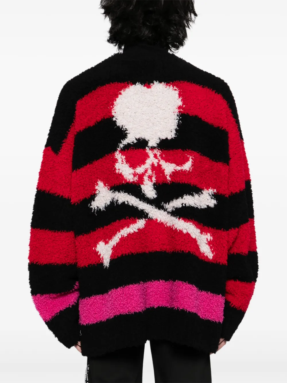 Mastermind Japan Striped Fuzzy Cashmere Skull Sweater