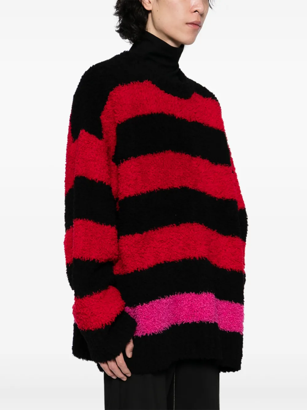 Mastermind Japan Striped Fuzzy Cashmere Skull Sweater