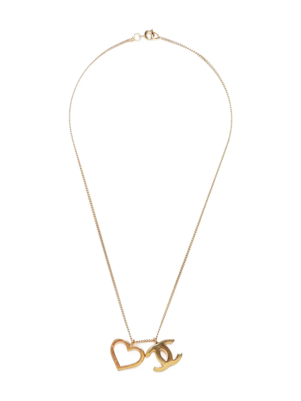 CHANEL Pre-Owned 2004 Interlocking CC and Heart-pendant necklace | Gold | Image 1