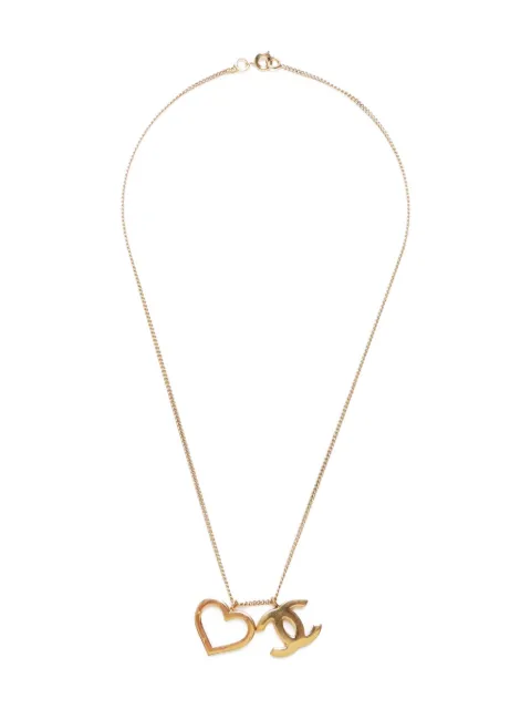 CHANEL Pre-Owned 2004 Interlocking CC halsketting met hart-bedel