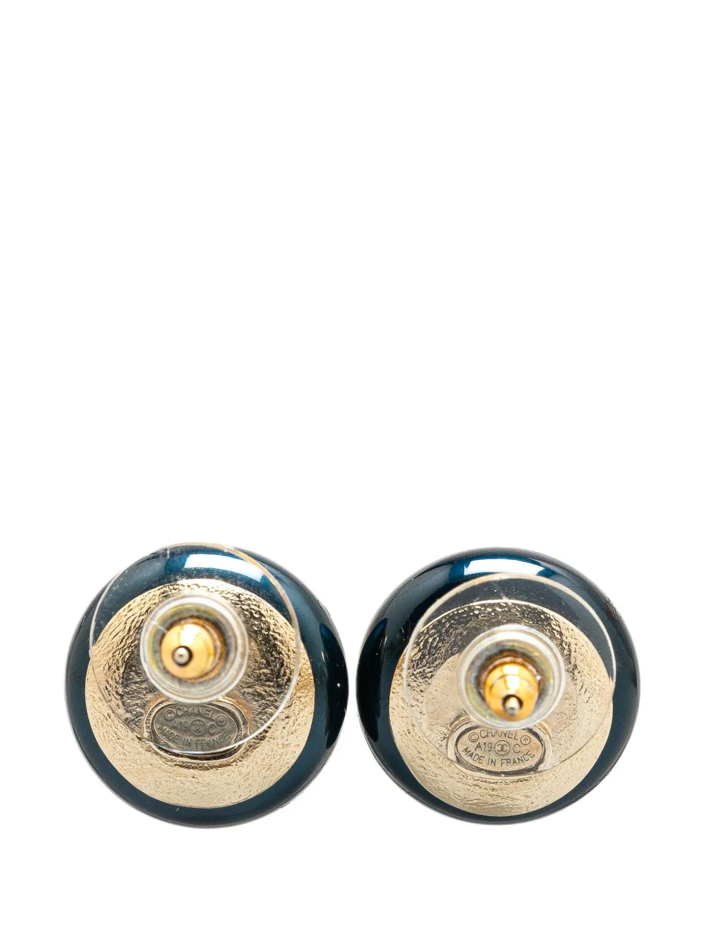CHANEL Pre-Owned 2019 Resin CC La Pausa CC Crystal Push Back Earrings costume earrings | Image 2