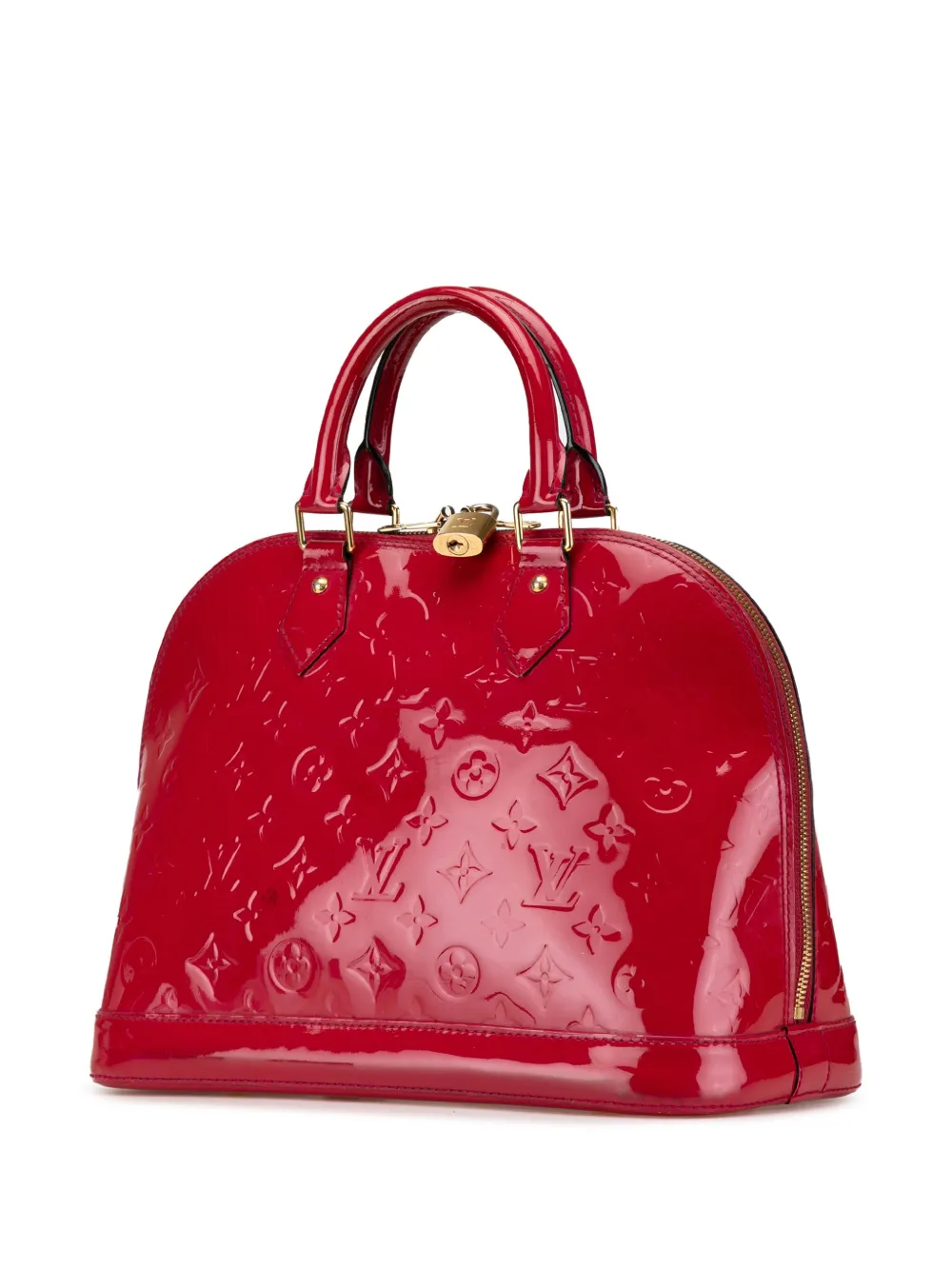 Pre-owned Louis Vuitton 2012 Monogram Vernis Alma Pm Handbag In Red