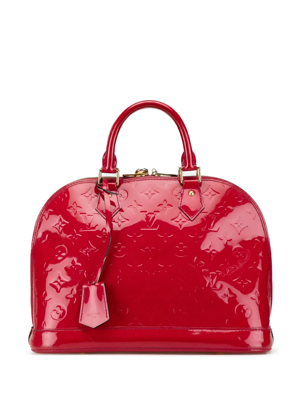 Pre-owned Louis Vuitton 2012 Monogram Vernis Alma Pm Handbag In Red