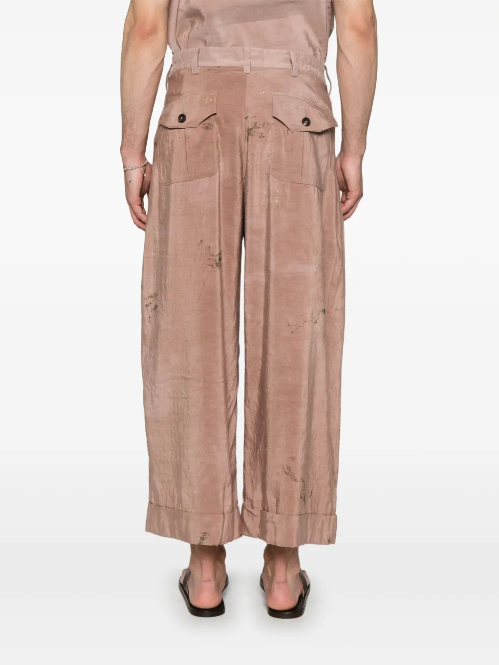 Ziggy Chen Painterly-print Trousers In Neutrals
