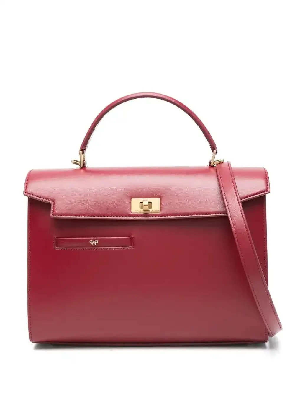 Anya Hindmarch Gold Tone Hardware Structured Shoulder Bag In Red