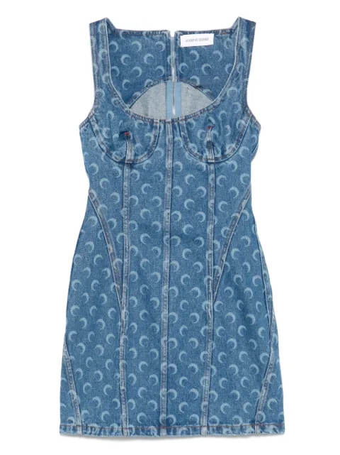 Marine Serre Moon Laser denim mini dress