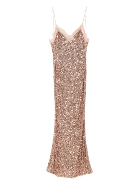Elisabetta Franchi lace-trim sequinned maxi dress