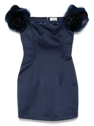 Elisabetta Franchi floral-appliqu Duchess Satin Mini Dress | Blue | FARFETCH Elisabetta Franchi floral-appliqu Duchess Satin Mini Dress | Blue | FARFETCH