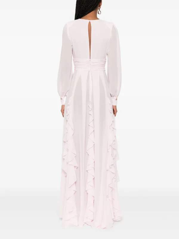在庫限り◆Elisabetta Franchi Ruffled Maxi Dress in ette Elisabetta Franchi corset-style Crepe Maxi Dress | Black