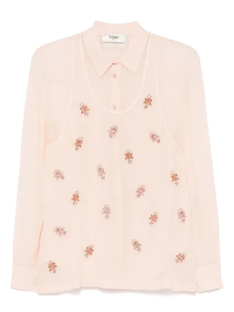 FENDI camisa de georgette con bordado