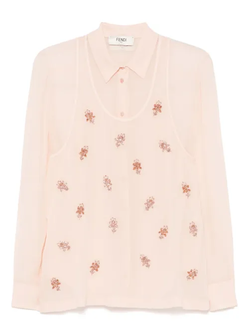 Jupe brodée en Georgette - FENDI - Modalova