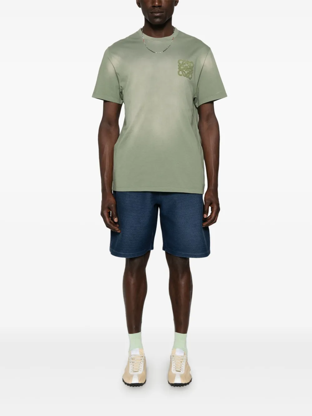 LOEWE T-shirt met Anagram-patch - Groen