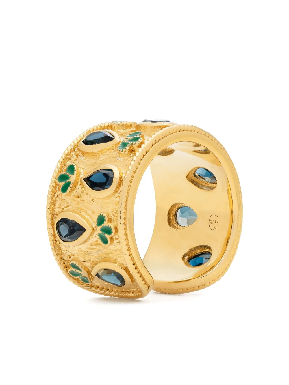 Tityaravy 18K gold plated silver sapphire emerald ring | Image 2